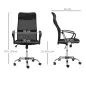 Silla de Oficina Giratoria Ergonómica Sillón de Escritorio de Malla con Ruedas de PVC Respaldo Alto Carga 120kg Negro