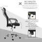 Silla de Oficina Giratoria Ergonómica Sillón de Escritorio de Malla con Ruedas de PVC Respaldo Alto Carga 120kg Negro