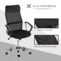Silla de Oficina Giratoria Ergonómica Sillón de Escritorio de Malla con Ruedas de PVC Respaldo Alto Carga 120kg Negro