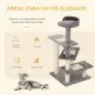 Árbol Rascador para Gatos 48,5x48,5x100 cm Centro de Actividad 3 Plataformas para Arañar Tablero Aglomerado Cubierta de Felpa Si