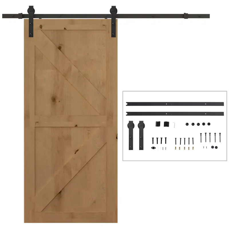 Herraje Puerta Corredera 200 cm Kit de Riel Adecuado para 1 Puerta Granja de Madera de 100 cm de Ancho Acero de Carbono Carga Má