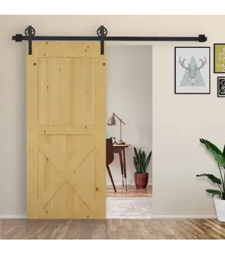 Herraje Puerta Corredera 200 cm Kit de Puerta Corredera de Madera Acero al Carbono Baño Cocina Dormitorio Negro