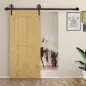 Herraje Puerta Corredera 200 cm Kit de Puerta Corredera de Madera Acero al Carbono Baño Cocina Dormitorio Negro
