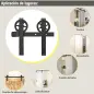 Herraje Puerta Corredera 200 cm Kit de Puerta Corredera de Madera Acero al Carbono Baño Cocina Dormitorio Negro