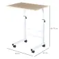 Mesa Auxiliar con Ruedas Mesa para Sofá con Altura Ajustable para Hogar Oficina 60x40x68-78 cm Blanco