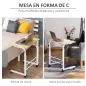 Mesa Auxiliar con Ruedas Mesa para Sofá con Altura Ajustable para Hogar Oficina 60x40x68-78 cm Blanco