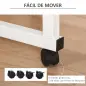 Mesa Auxiliar con Ruedas Mesa para Sofá con Altura Ajustable para Hogar Oficina 60x40x68-78 cm Blanco