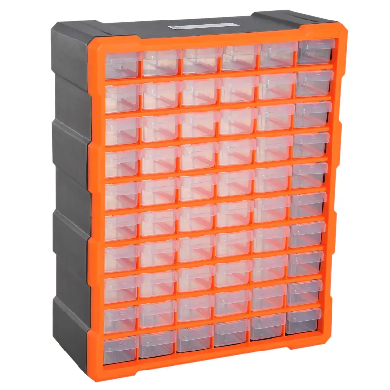 Armario Organizador de Herramientas con 60 Cajones Tipo Estantería DIY Caja Cajonera de Herramientas 38x16x47,5 cm Naranja