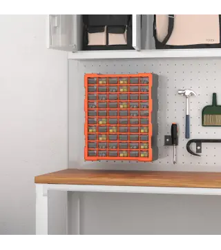 Armario Organizador de Herramientas con 60 Cajones Tipo Estantería DIY Caja Cajonera de Herramientas 38x16x47,5 cm Naranja