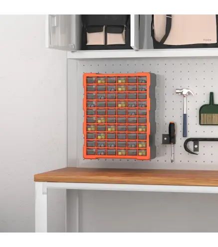 Armario Organizador de Herramientas con 60 Cajones Tipo Estantería DIY Caja Cajonera de Herramientas 38x16x47,5 cm Naranja