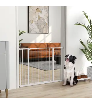 Barrera de Seguridad Extensible para Puertas y Escaleras para Perros y Bebé, Barrera para Mascotas, Ajuste a Presión, Apertura c