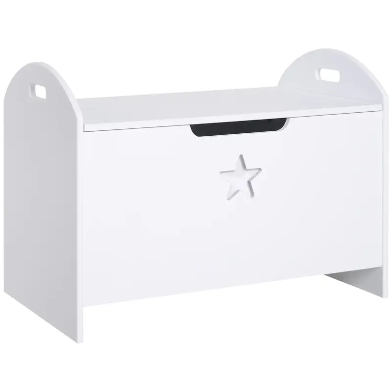 Baúl Infantil de Almacenaje Organizador de Juguetes con Tapa de Seguridad y Amplio Espacio 62x40x46,5 cm Blanco