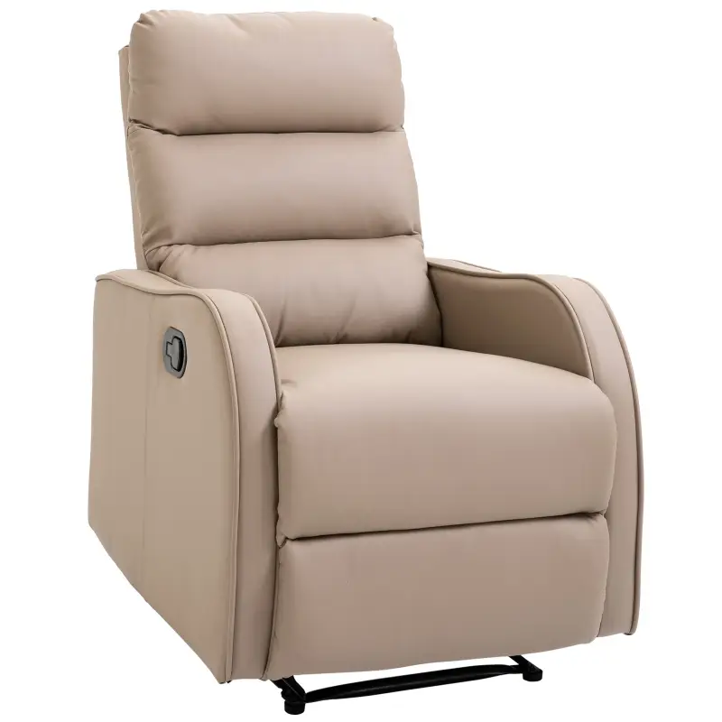 Sillón Relax Reclinable Sofá Relax Tapizado en PU con Reposapiés Retráctil para Dormitorio Salón 65x89x100 cm Marrón