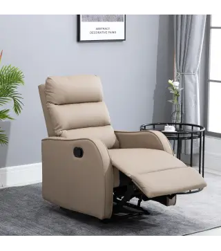 Sillón Relax Reclinable Sofá Relax Tapizado en PU con Reposapiés Retráctil para Dormitorio Salón 65x89x100 cm Marrón