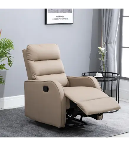 Sillón Relax Reclinable Sofá Relax Tapizado en PU con Reposapiés Retráctil para Dormitorio Salón 65x89x100 cm Marrón