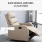Sillón Relax Reclinable Sofá Relax Tapizado en PU con Reposapiés Retráctil para Dormitorio Salón 65x89x100 cm Marrón