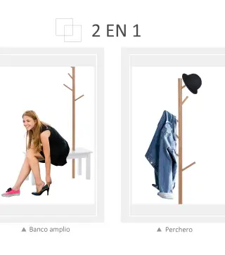 Perchero de Pie con Banco