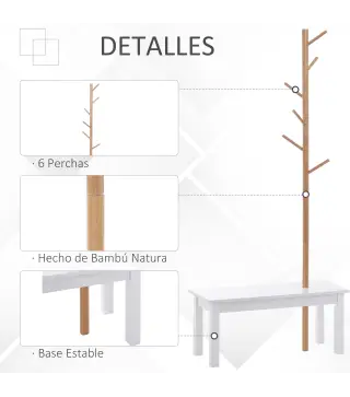 Perchero de Pie con Banco