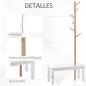 Perchero de Pie con Banco Colgador Tipo Árbol Moderno 6 Ganchos para Colgar Ropa Bolsa Pasillo Entrada Bambú y MDF 80x30x180cm