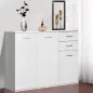 Armario de Cocina con 2 Puertas Buffet de Salón Moderno con 2 Cajones Estante Ajustable 106x35x76cm Blanco Brillante
