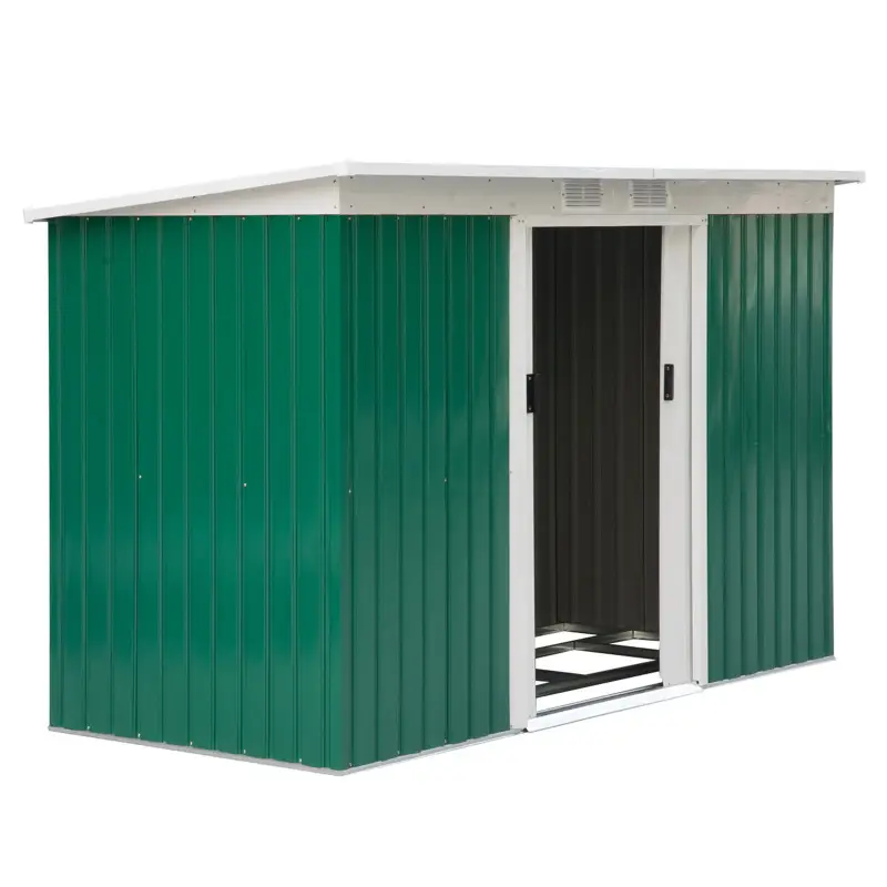 Cobertizo de Jardín 280x130x172 cm Caseta de Exterior Metálica para Almacenamiento de Herramientas Verde Oliva