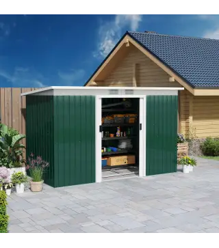 Cobertizo de Jardín 213x130x172 cm Caseta de Exterior Metálica para Almacenamiento de Herramientas Verde Oliva