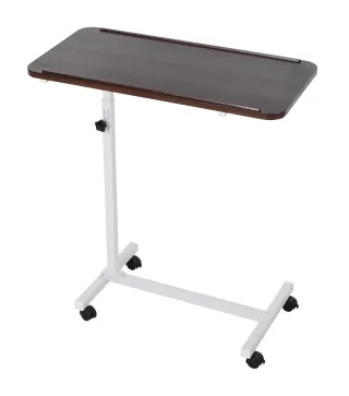 Mesa Auxiliar con Ruedas para Sofá y Cama Altura Ajustable y Marco de Acero 77x40x76-100 cm Nogal Oscuro