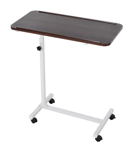 Mesa Auxiliar con Ruedas para Sofá y Cama Altura Ajustable y Marco de Acero 77x40x76-100 cm Nogal Oscuro