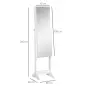 Joyero de Pie con Espejo Armario para Joyas Luces Reclinable Guardajoyas Anillos Pendientes Collares 30x36x146cm Blanco
