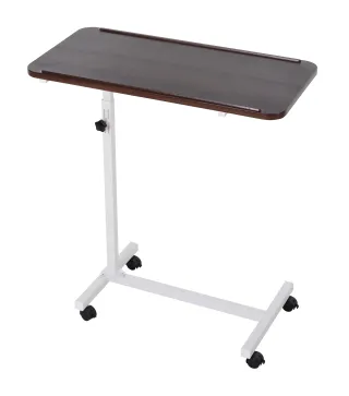 Mesa Auxiliar con Ruedas para Sofá y Cama Altura Ajustable y Marco de Acero 77x40x76-100 cm Nogal Oscuro