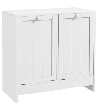 Mueble Ropa Sucia con 2 Cestos para Ropa Sucia Ideal para Lavandería 66x33x68 cm Blanco