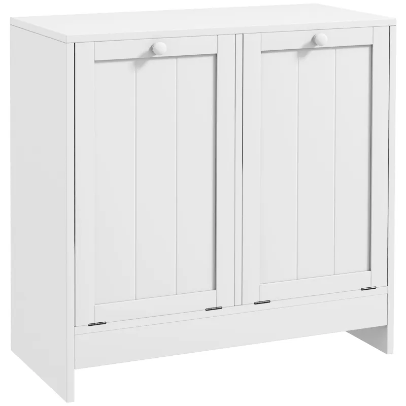 Mueble Ropa Sucia con 2 Cestos para Ropa Sucia Ideal para Lavandería 66x33x68 cm Blanco