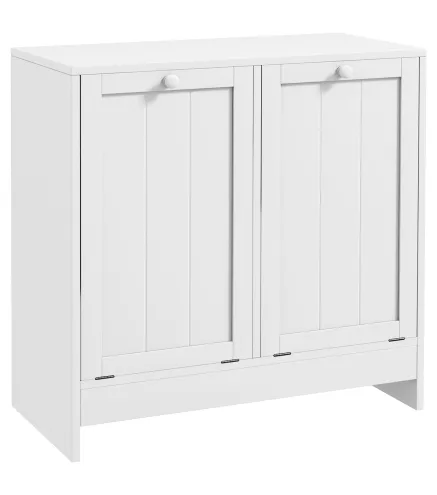 Mueble Ropa Sucia con 2 Cestos para Ropa Sucia Ideal para Lavandería 66x33x68 cm Blanco