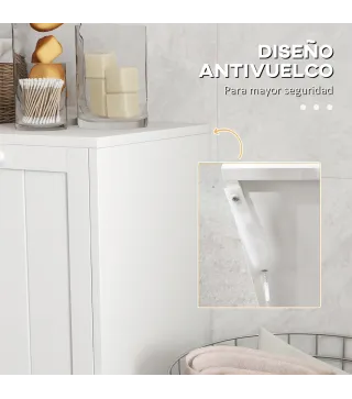 Mueble Ropa Sucia con 2 Cestos para Ropa Sucia Ideal para Lavandería 66x33x68 cm Blanco