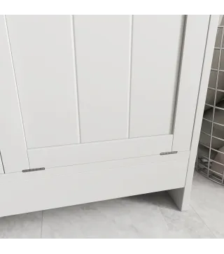 Mueble Ropa Sucia con 2 Cestos para Ropa Sucia Ideal para Lavandería 66x33x68 cm Blanco