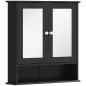 Armario de Baño con Espejo Armario de Pared con 2 Puertas Estante Abierto Estante Ajustable 56x13x58cm Negro