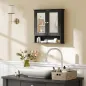Armario de Baño con Espejo Armario de Pared con 2 Puertas Estante Abierto Estante Ajustable 56x13x58cm Negro
