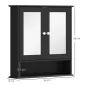 Armario de Baño con Espejo Armario de Pared con 2 Puertas Estante Abierto Estante Ajustable 56x13x58cm Negro