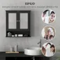 Armario de Baño con Espejo Armario de Pared con 2 Puertas Estante Abierto Estante Ajustable 56x13x58cm Negro