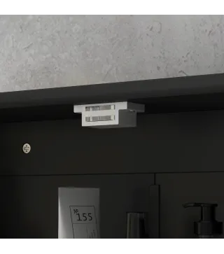 Armario de Baño con Espejo Armario de Pared con 2 Puertas Estante Abierto Estante Ajustable 56x13x58cm Negro