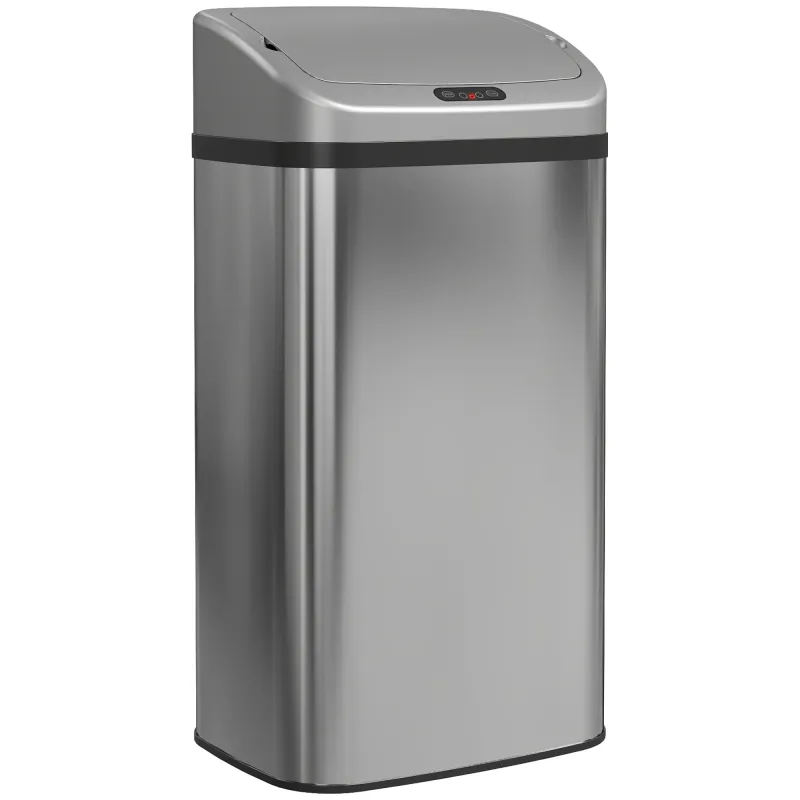 Cubo de Basura Cocina Automático 48 L Sensor Infrarrojo Cierre Automático Antihuellas Acero Inoxidable Plata