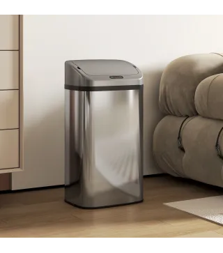 Cubo de Basura Cocina Automático 48 L Sensor Infrarrojo Cierre Automático Antihuellas Acero Inoxidable Plata