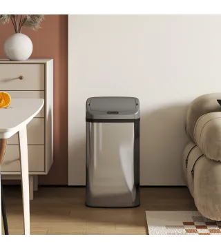 Cubo de Basura Cocina Automático 48 L Sensor Infrarrojo Cierre Automático Antihuellas Acero Inoxidable Plata