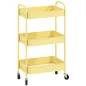 Carrito Auxiliar con Ruedas de 3 Niveles Carrito de Cocina con 3 Cestas y 2 Asas 45x30,6x79 cm Amarillo