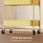 Carrito Auxiliar con Ruedas de 3 Niveles Carrito de Cocina con 3 Cestas y 2 Asas 45x30,6x79 cm Amarillo