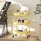 Carrito Auxiliar con Ruedas de 3 Niveles Carrito de Cocina con 3 Cestas y 2 Asas 45x30,6x79 cm Amarillo