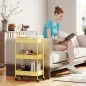 Carrito Auxiliar con Ruedas de 3 Niveles Carrito de Cocina con 3 Cestas y 2 Asas 45x30,6x79 cm Amarillo