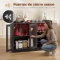 Mueble de Bar con Luces LED RGB y Botellero para 12 Botellas Armario Buffet para Vinos para Comedor Salón Negro