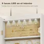 Espejo Joyero con Luz LED Armario Joyero Montado en la Pared o en la Puerta con Cerradura Espejo Entero Blanco