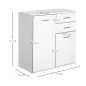 Mueble Auxiliar de Salón Aparador Estrecho con Puertas y Cajones 71x35x76cm Blanco